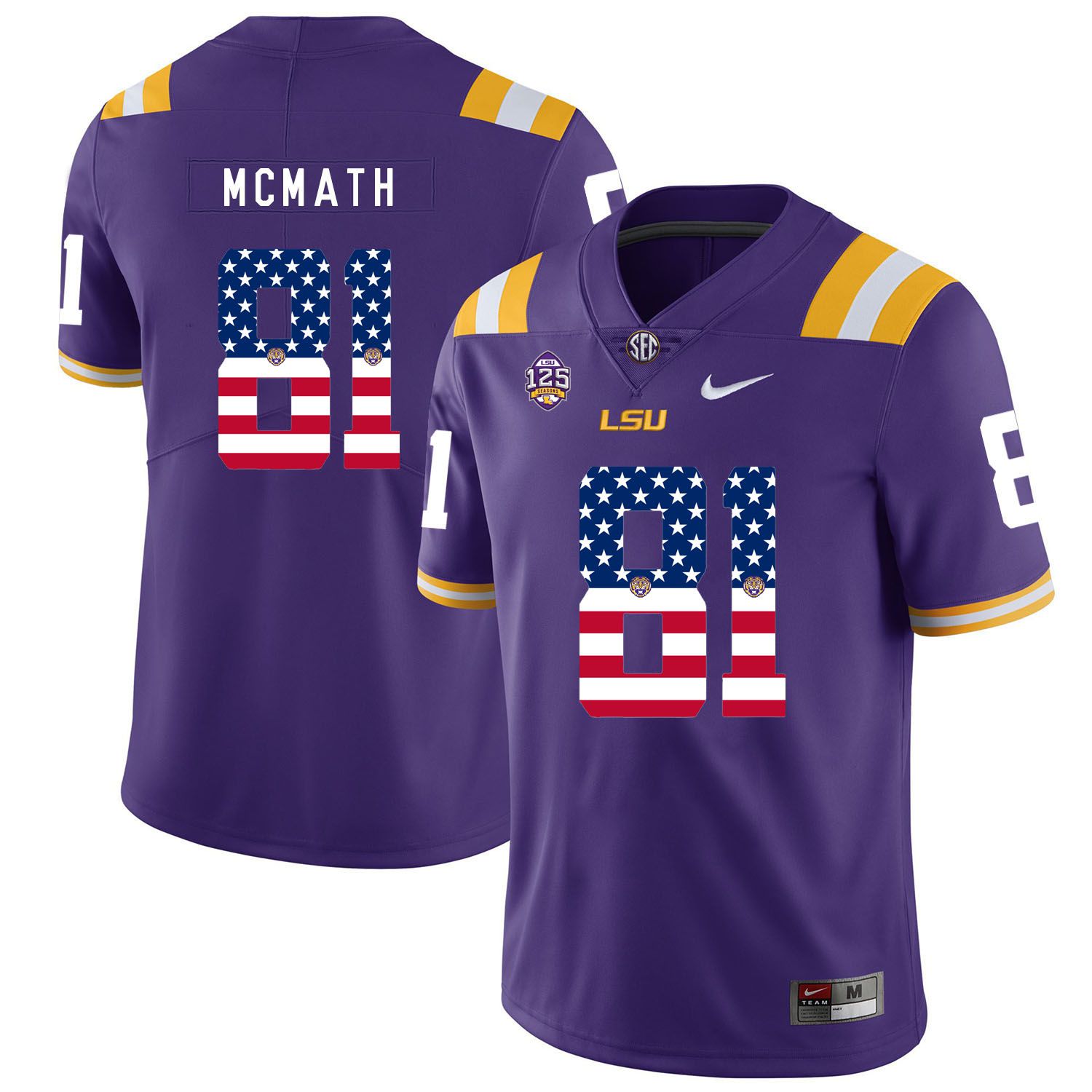 Men LSU Tigers #81 Mcmath Purple Flag Customized NCAA Jerseys